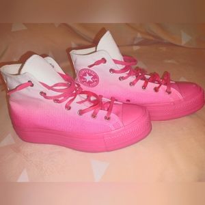 Women's Converse High Tops - Hot Pink and White